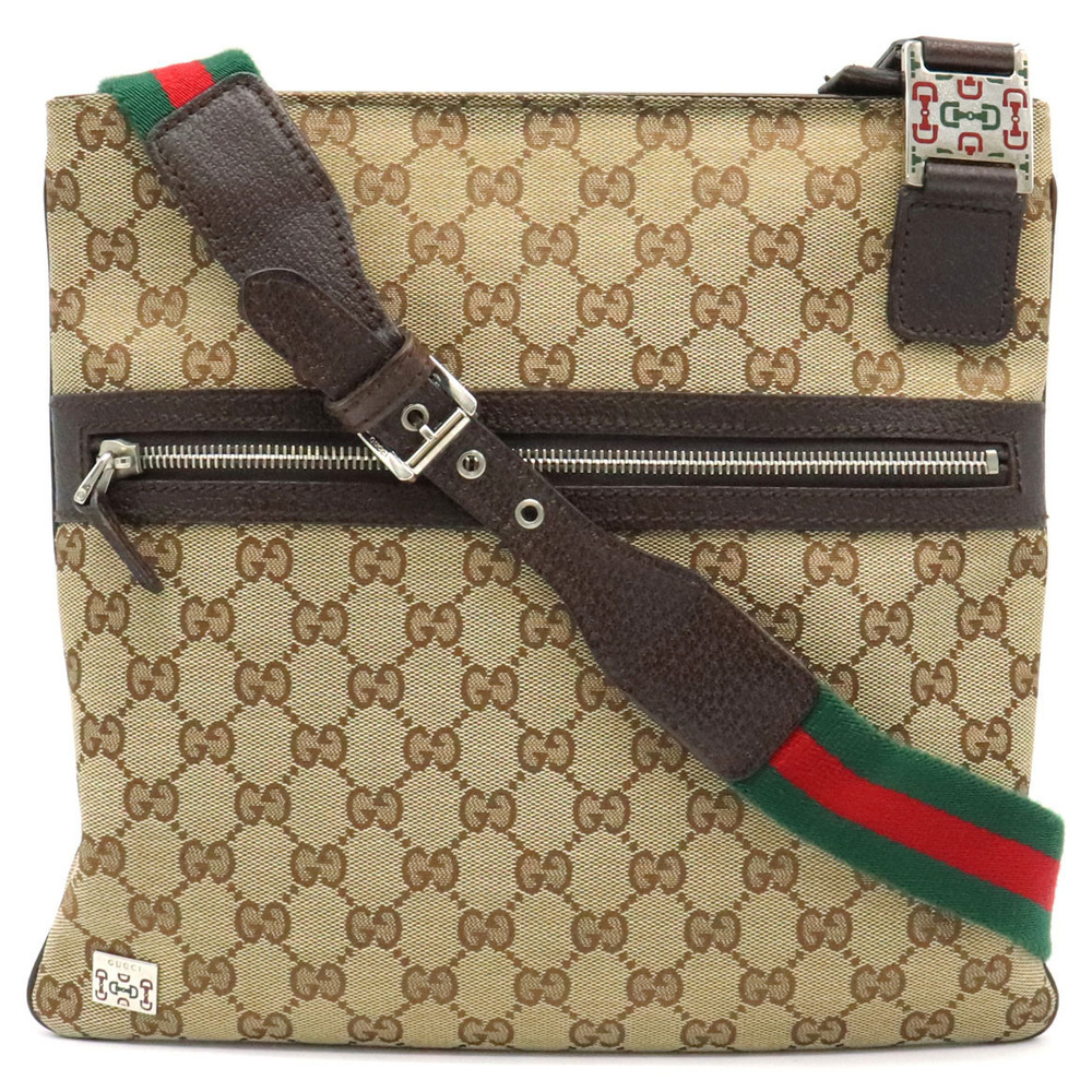 Gucci GG Canvas Horsebit Sherry Crossbody Bag Beige Cream Brown